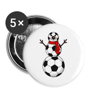 Football dessin animé bonhomme de neige - Lot de 5 grands badges (56 mm) - blanc - Devant