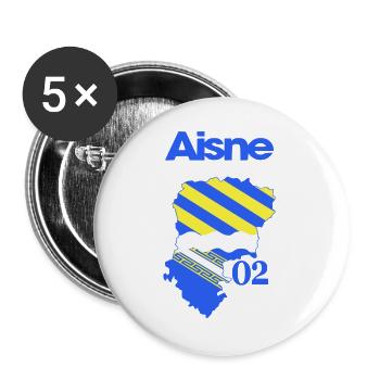 Map of Aisne Blue Yellow 02 - Buttons large 2.2''/56 mm (5-pack) - white - Front