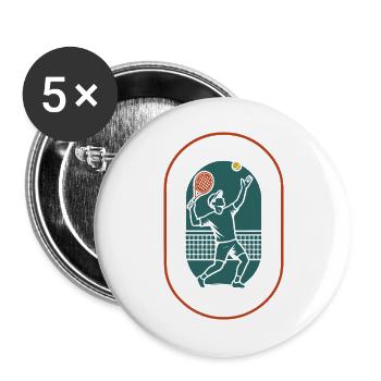 Padel Plus Spin Plus Grin Joueur drôle - Lot de 5 grands badges (56 mm) - blanc - Devant