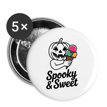 Halloweenkürbis mit Eiscreme - Buttons large 2.2''/56 mm (5-pack) - white - Front