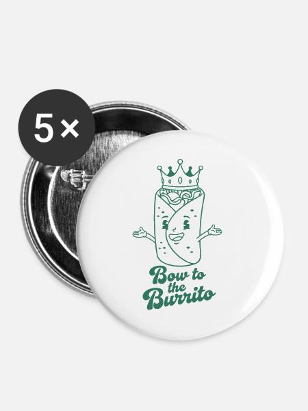 Burrito Königskrone Illustration - Buttons groß 56 mm (5er Pack) - Weiß