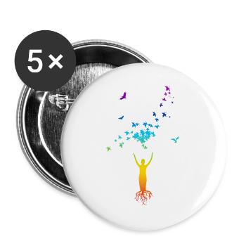Baum des Lebens – Harmonie von Mensch & Natur  - Buttons groß 56 mm (5er Pack) - Weiß - Vorne