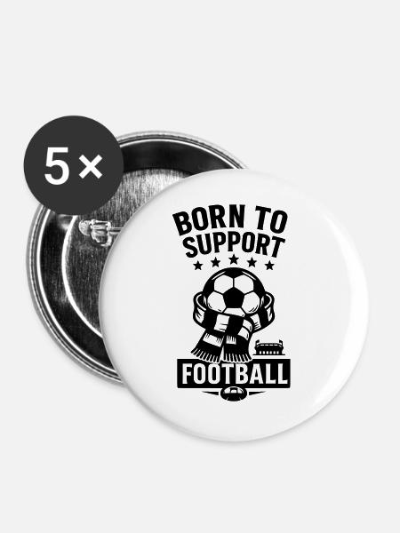 support football - Buttons groß 56 mm (5er Pack) - Weiß