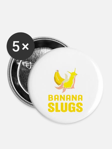 Schnecke Banane - Buttons groß 56 mm (5er Pack) - Weiß