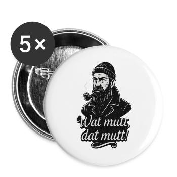 Bearded Pfeife Vintage Spruch Illustration - Buttons groß 56 mm (5er Pack) - Weiß - Vorne