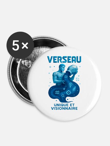 Wassermann Sternzeichen - Astrologie - Buttons groß 56 mm (5er Pack) - Weiß