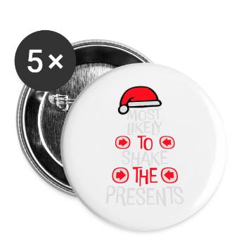 Le plus susceptible de secouer les cadeaux Noël Fun - Lot de 5 grands badges (56 mm) - blanc - Devant