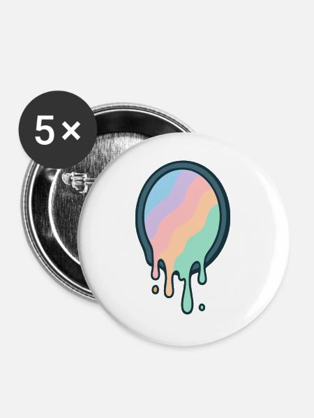 Geschmolzener Pastell-Regenbogen - Buttons groß 56 mm (5er Pack) - Weiß