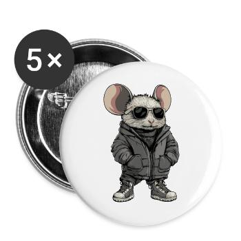 Maus Cool Winter - Buttons groß 56 mm (5er Pack) - Weiß - Vorne