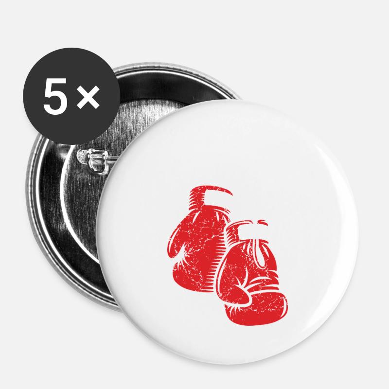 Vintage Boxing Gloves Design - Buttons large 2.2''/56 mm (5-pack) - white