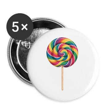 Coloré Rainbow Lollipop Spiral Look - Lot de 5 grands badges (56 mm) - blanc - Devant