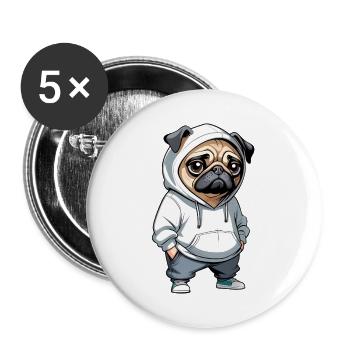 Pug Hoodie Stadtstyle - Buttons large 2.2''/56 mm (5-pack) - white - Front