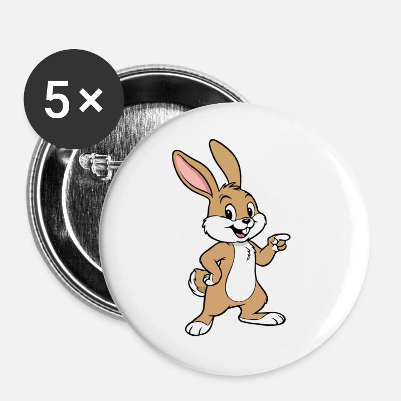 Happy Rabbit Jerry - Buttons large 2.2''/56 mm (5-pack) - white