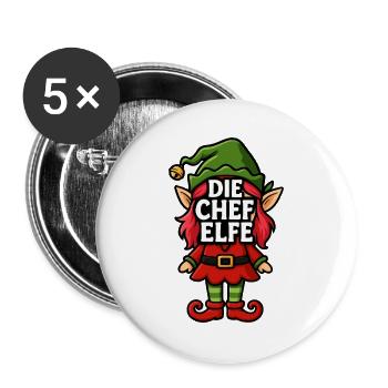 Chef Elf X-Mas Outfit Christmas Family - Buttons large 2.2''/56 mm (5-pack) - white - Front