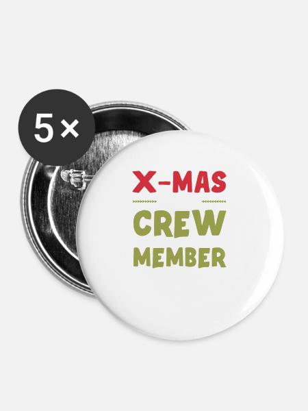X-Mas Crew Mitglied - Buttons groß 56 mm (5er Pack) - Weiß