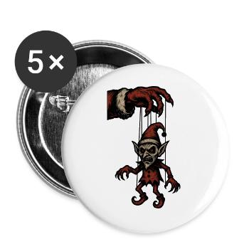 Père Noël effrayant horreur elfe marionnettiste - Lot de 5 grands badges (56 mm) - blanc - Devant