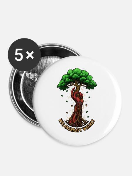 Willenskraft Wachst - Buttons groß 56 mm (5er Pack) - Weiß
