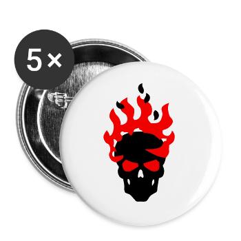 Schädel - Buttons groß 56 mm (5er Pack) - Weiß - Vorne