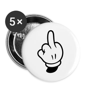 Mittelfinger Hand Comic - Buttons groß 56 mm (5er Pack) - Weiß - Vorne