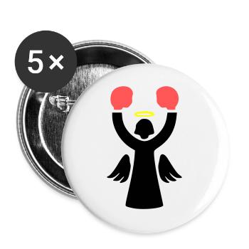 Boxer Angel Pictogram Funny - Buttons large 2.2''/56 mm (5-pack) - white - Front