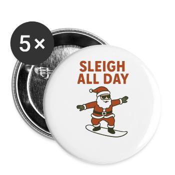 Schlitten-Alltags-Weihnachtsspaß - Buttons groß 56 mm (5er Pack) - Weiß - Vorne