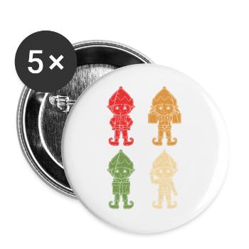 Noël Elfe de Noël Noël - Lot de 5 grands badges (56 mm) - blanc - Devant