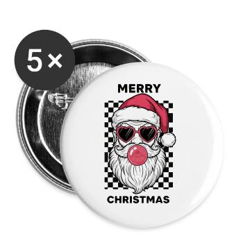Merry Christmas - Buttons groß 56 mm (5er Pack) - Weiß - Vorne