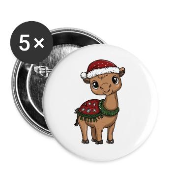 Kamel Weihnachten Xmas - Buttons groß 56 mm (5er Pack) - Weiß - Vorne