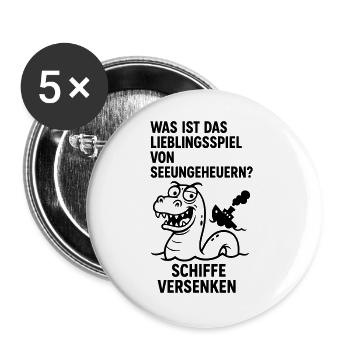 Ships Sink Sea Monster Funny Kids Joke - Buttons large 2.2''/56 mm (5-pack) - white - Front