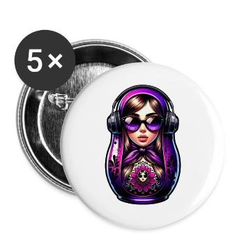  Russian Matroschka Musik Russland Russische - Buttons groß 56 mm (5er Pack) - Weiß - Vorne