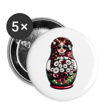 Matryoshka in Russian Matryoshka Doll Russian - Buttons large 2.2''/56 mm (5-pack) - white - Front