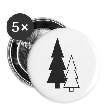 Waldsilhouette Tannen - Buttons groß 56 mm (5er Pack) - Weiß - Vorne