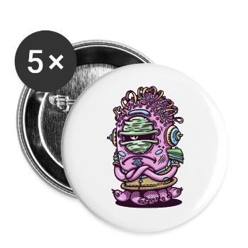 Weltraumrosa außerirdische Kreatur - Buttons groß 56 mm (5er Pack) - Weiß - Vorne