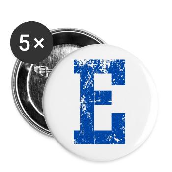Letter e sport retro - Buttons groß 56 mm (5er Pack) - Weiß - Vorne