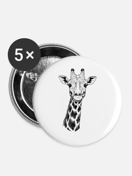 Giraffe - Buttons groß 56 mm (5er Pack) - Weiß
