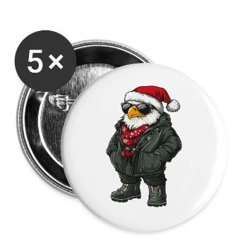 Adler Weihnachten Winter - Buttons groß 56 mm (5er Pack) - Weiß - Vorne