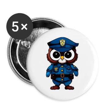 Police des Hiboux - Lot de 5 grands badges (56 mm) - blanc - Devant