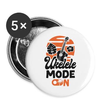 Mode du ukulélé hawaïen ukélé - Lot de 5 grands badges (56 mm) - blanc - Devant