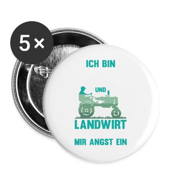 Ich Bin Papa Und Landwirt Nichts Jagt Mir Angst Ei - Buttons groß 56 mm (5er Pack) - Weiß - Vorne