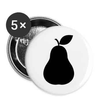 Silhouette de poire, fruit minimal - Lot de 5 grands badges (56 mm) - blanc - Devant