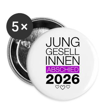 Bachelor Party 2026 Bachelor Party - Buttons large 2.2''/56 mm (5-pack) - white - Front