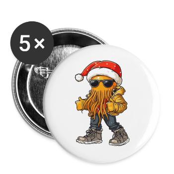Qualle Weihnachten Winter - Buttons groß 56 mm (5er Pack) - Weiß - Vorne
