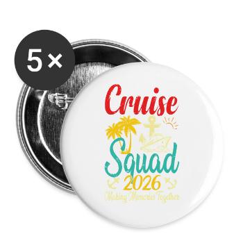 Cruise Squad 2026 Summer Vacation Matching Family - Buttons large 2.2''/56 mm (5-pack) - white - Front