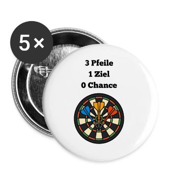 Volltreffer Dartboard Design - Buttons groß 56 mm (5er Pack) - Weiß - Vorne