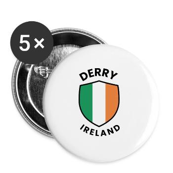 Derry Ireland Schild-Design - Buttons groß 56 mm (5er Pack) - Weiß - Vorne