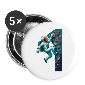 Bouldering Astronaut Hovering Easy Climbing Gesche - Buttons large 2.2''/56 mm (5-pack) - white - Front