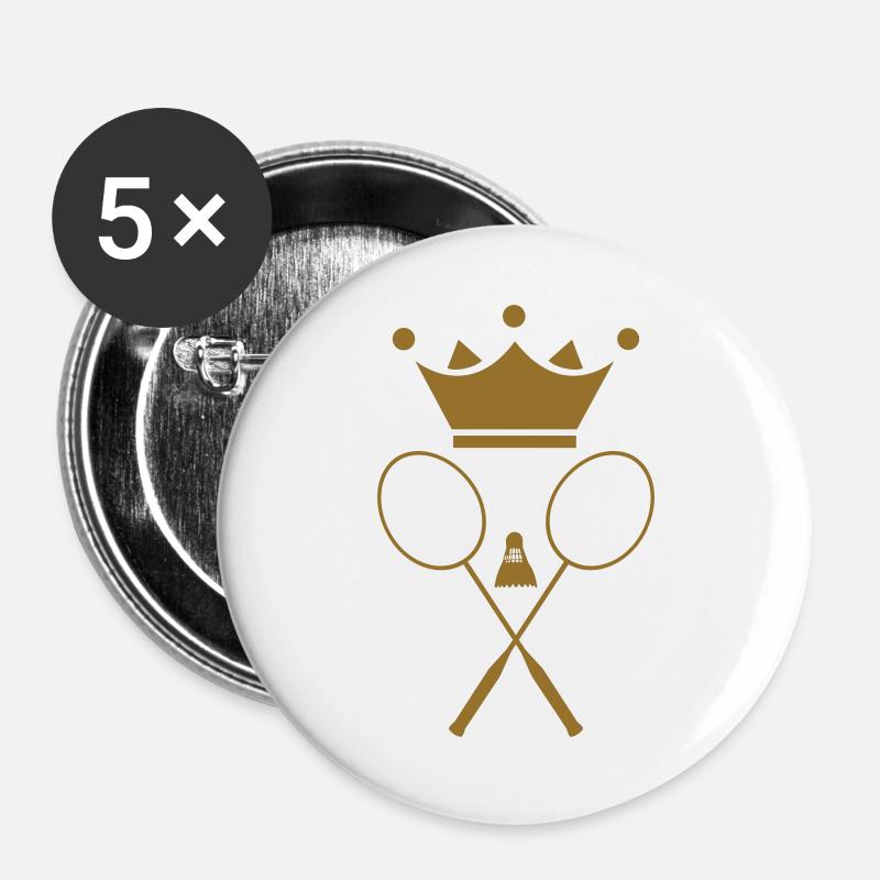 Badminton - Buttons groß 56 mm (5er Pack) - Weiß
