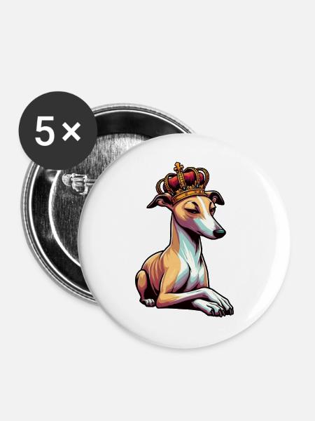 Whippet Windhund Whippets Windhundbesitzer - Buttons groß 56 mm (5er Pack) - Weiß
