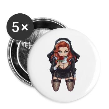 Nun with rose from above - Buttons large 2.2''/56 mm (5-pack) - white - Front