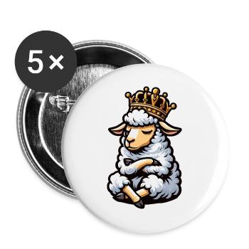 Sheep Sheep Shepherd Sheep Keeper Ram - Buttons large 2.2''/56 mm (5-pack) - white - Front